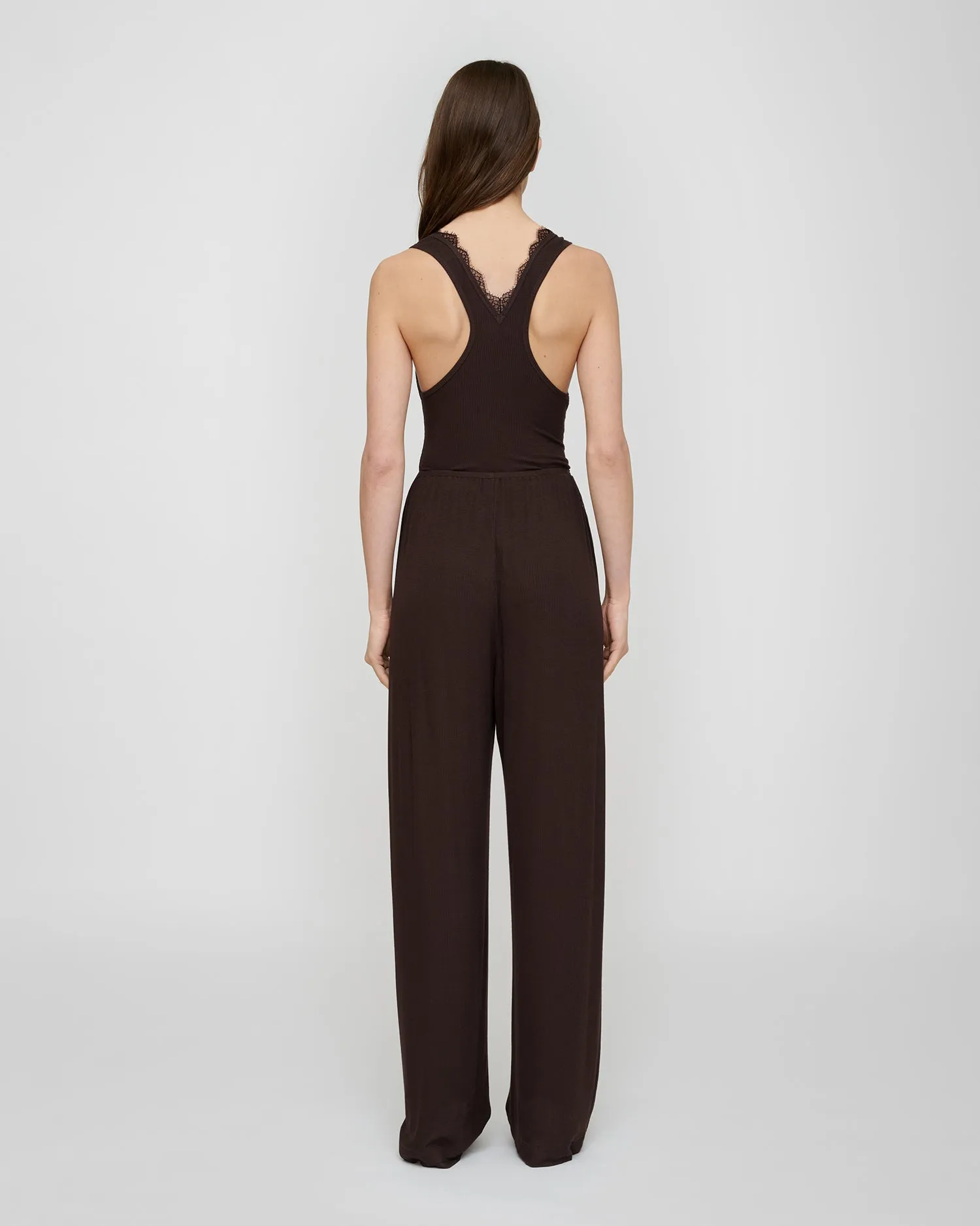 Zoela - Fluid Rib Pants - Dark Brown sold by Nanushka product image thumbnail 2
