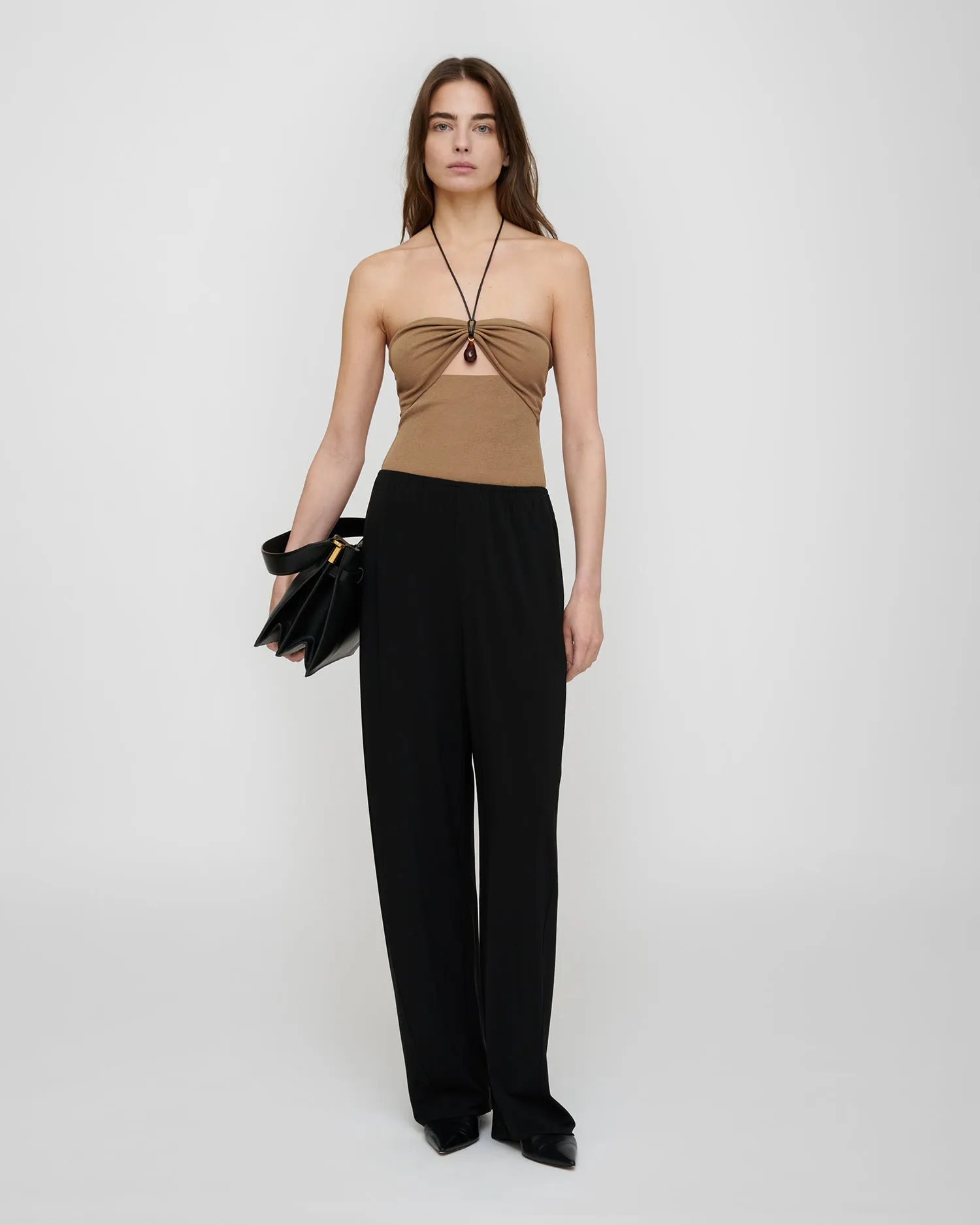 Shila - Mesh Jersey Top - Light Mocha sold by Nanushka