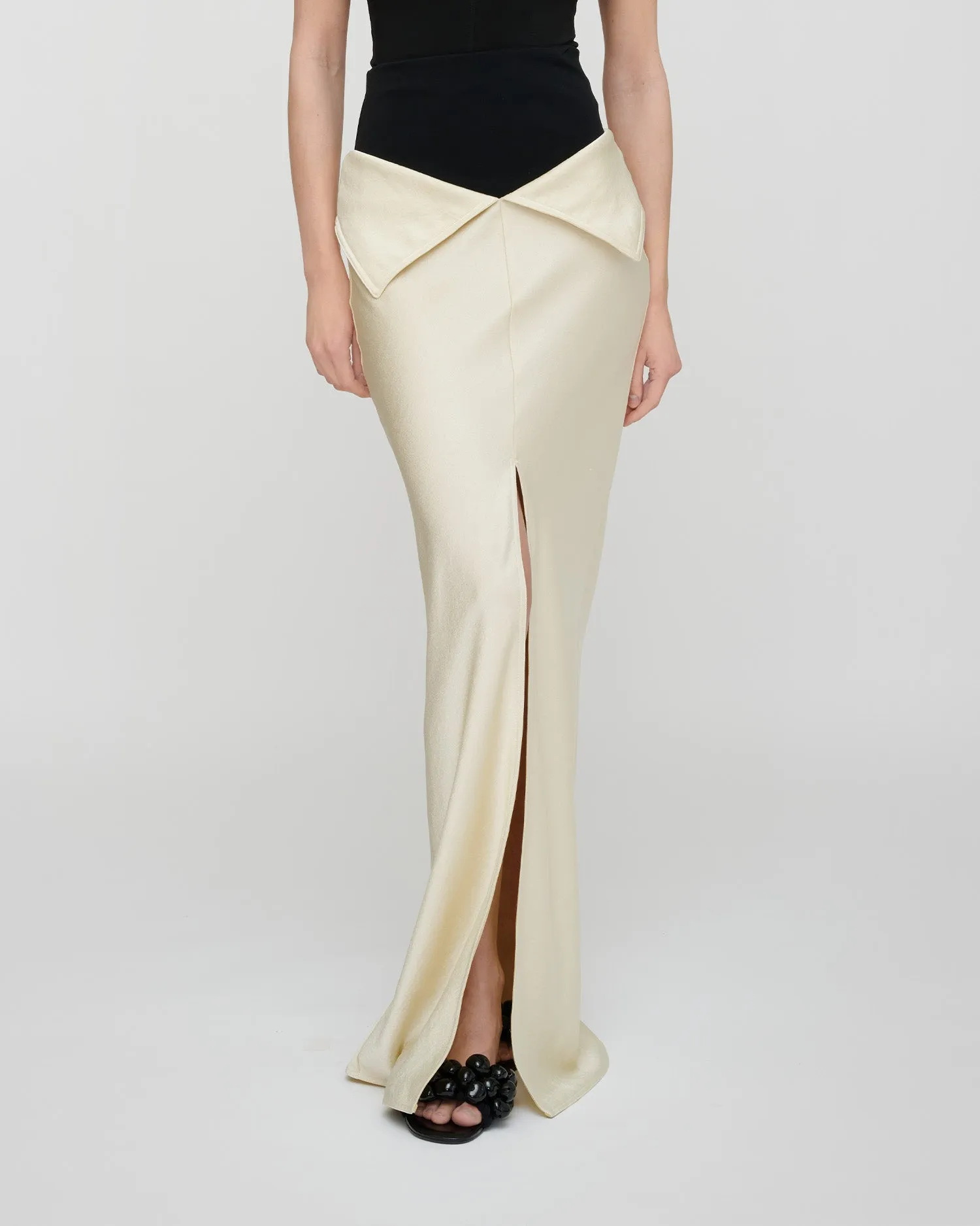 Mentari - Crisp Satin Long Skirt - Ecru sold by Nanushka product image thumbnail 3
