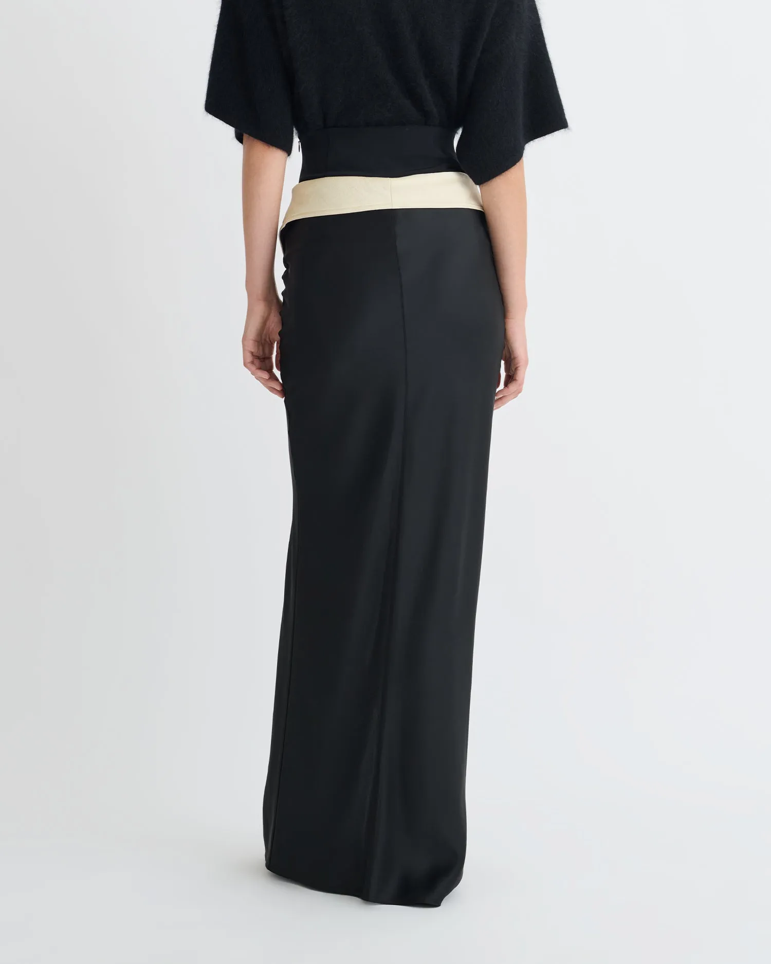 Mentari - Crisp Satin Long Skirt - Black/Ecru sold by Nanushka product image thumbnail 5