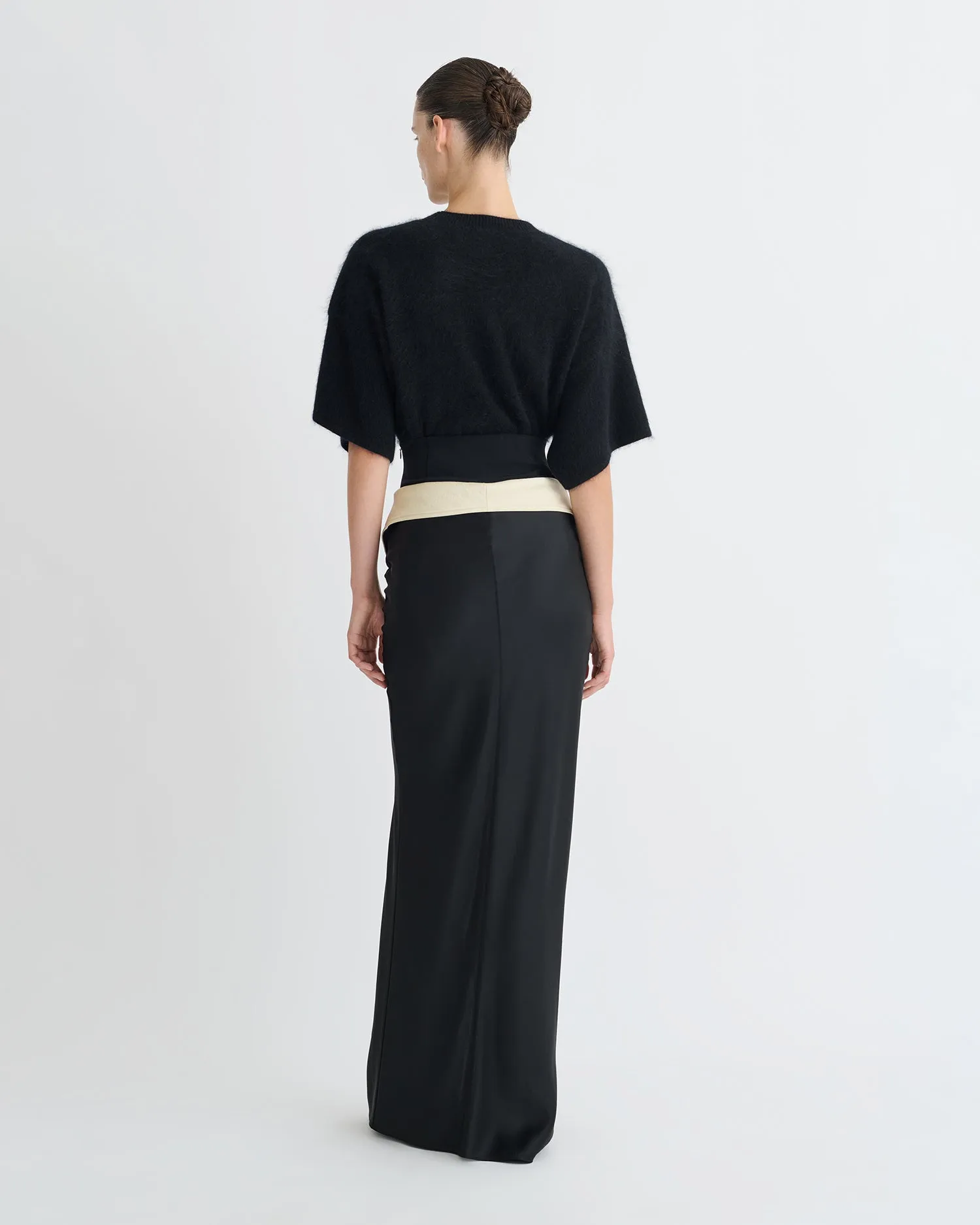 Mentari - Crisp Satin Long Skirt - Black/Ecru sold by Nanushka product image thumbnail 2