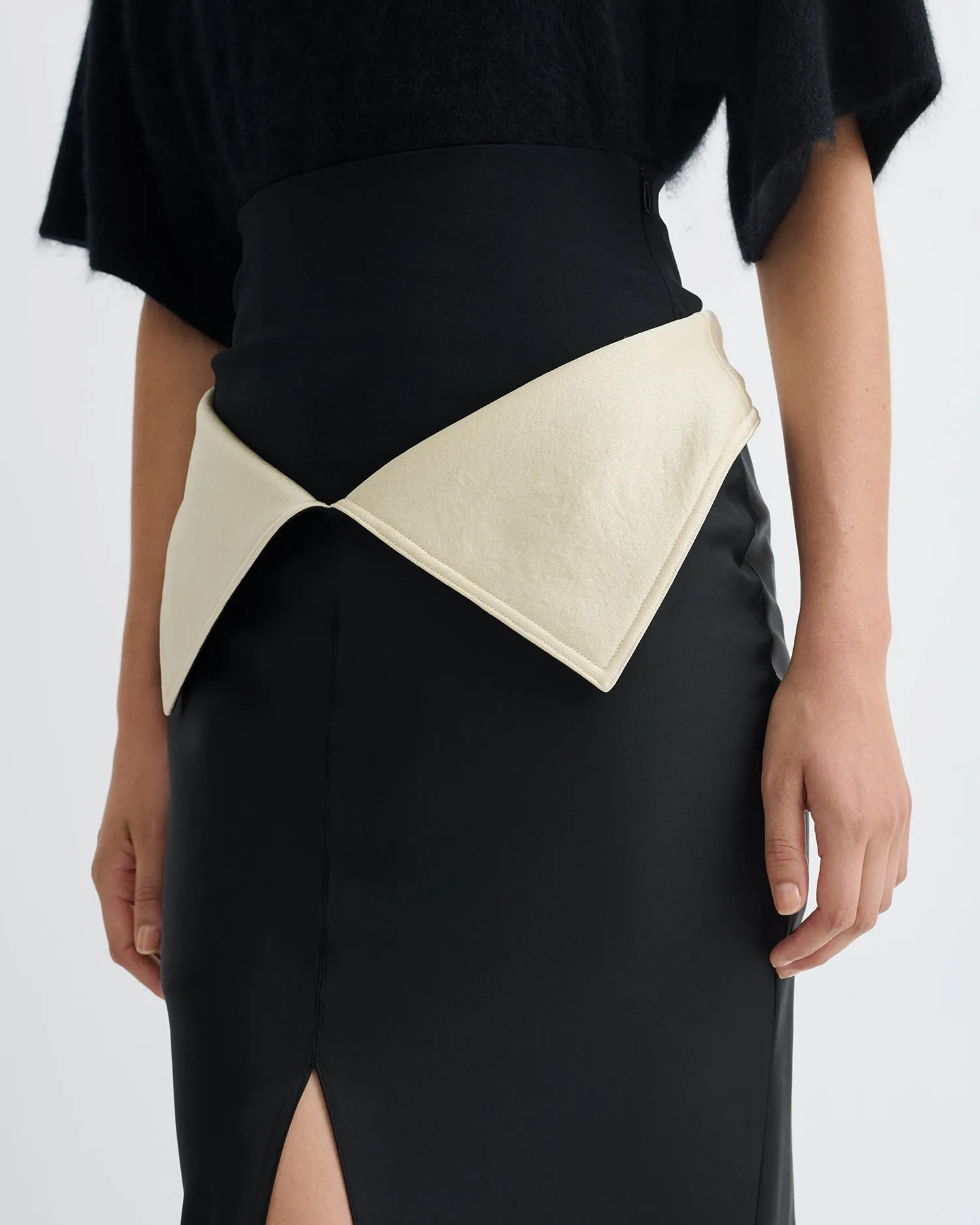 Mentari - Crisp Satin Long Skirt - Black/Ecru sold by Nanushka product image thumbnail 3