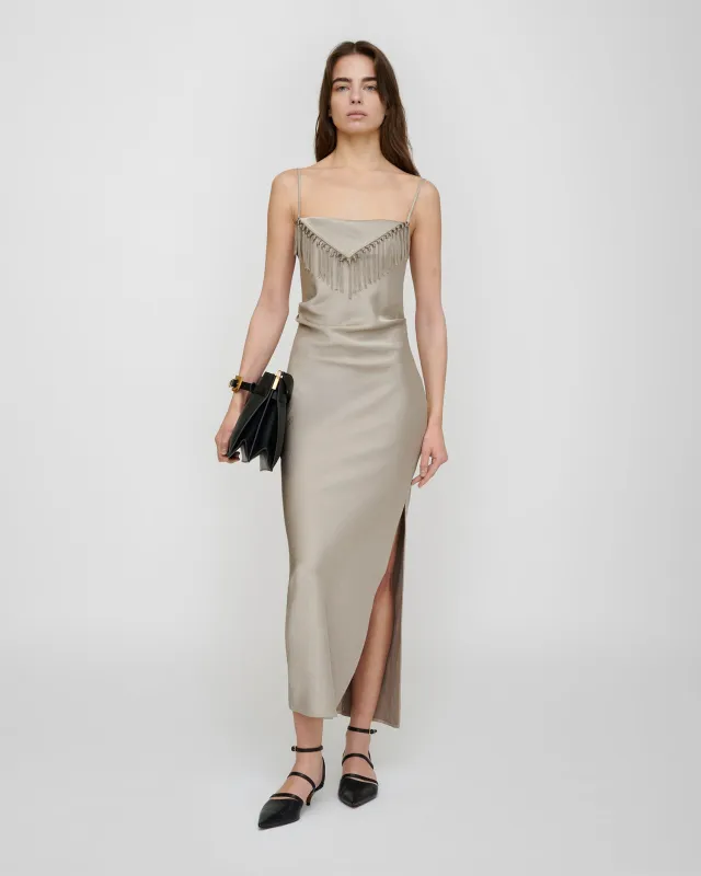 Rachana - Crisp Satin Dress - Silver made by Nanushka