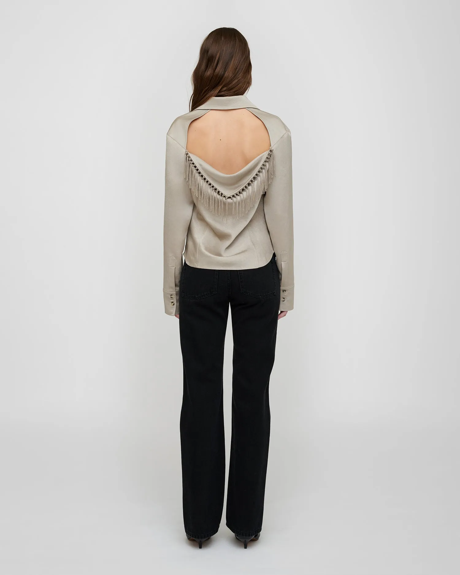 Anjana - Crisp Satin Shirt - Silver sold by Nanushka product image thumbnail 5