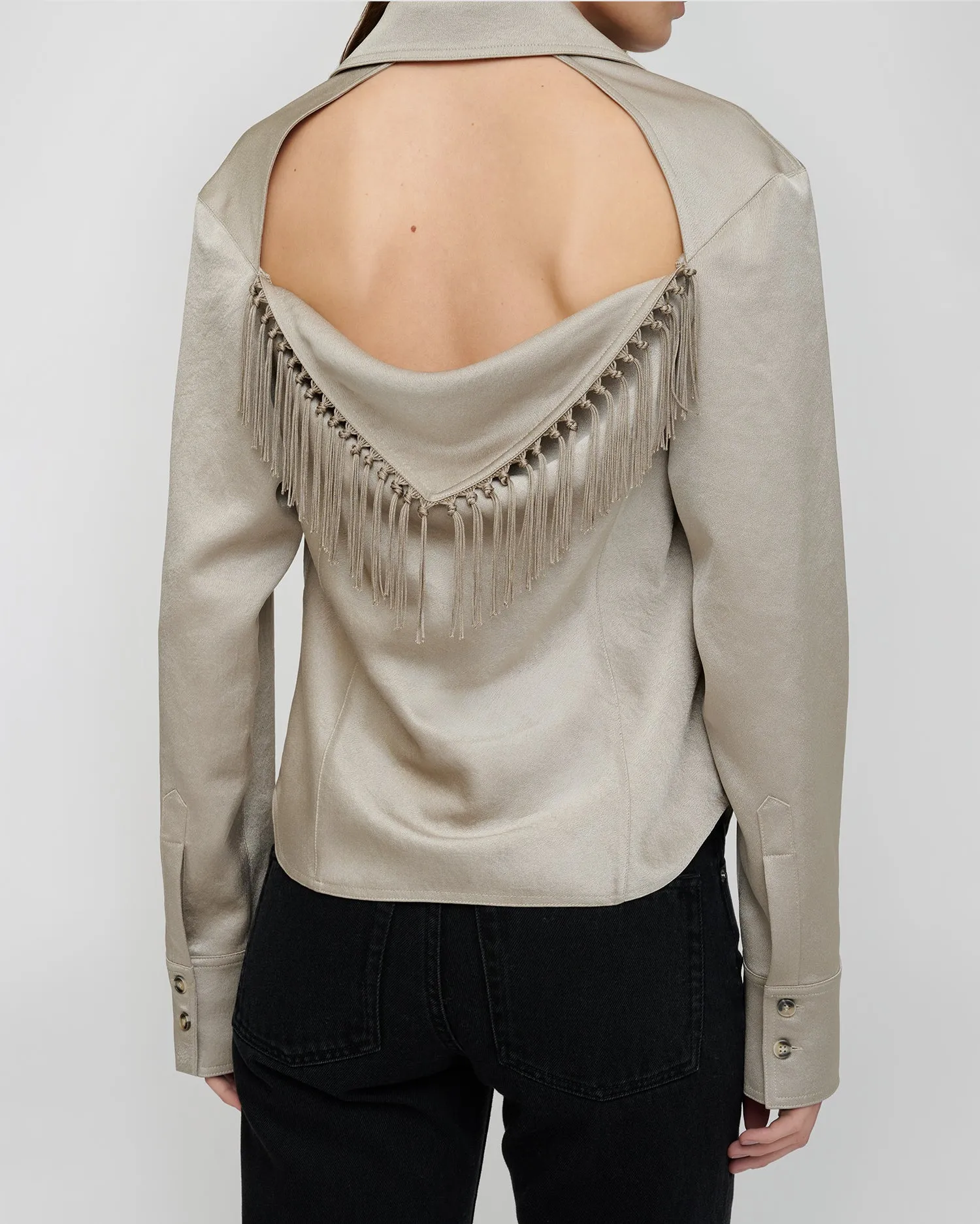 Anjana - Crisp Satin Shirt - Silver sold by Nanushka product image thumbnail 2