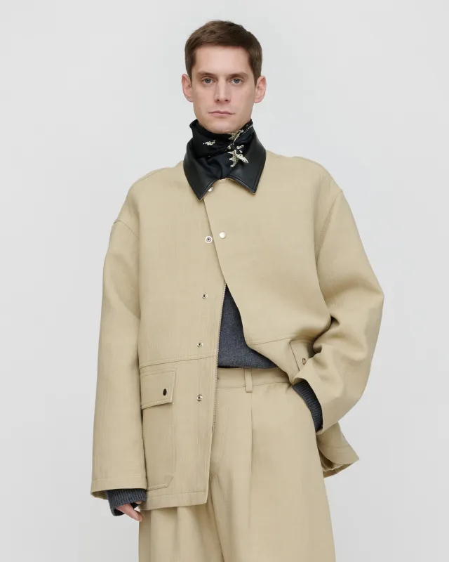 Melesio - Bonded Linen Jacket - Sand sold by Nanushka