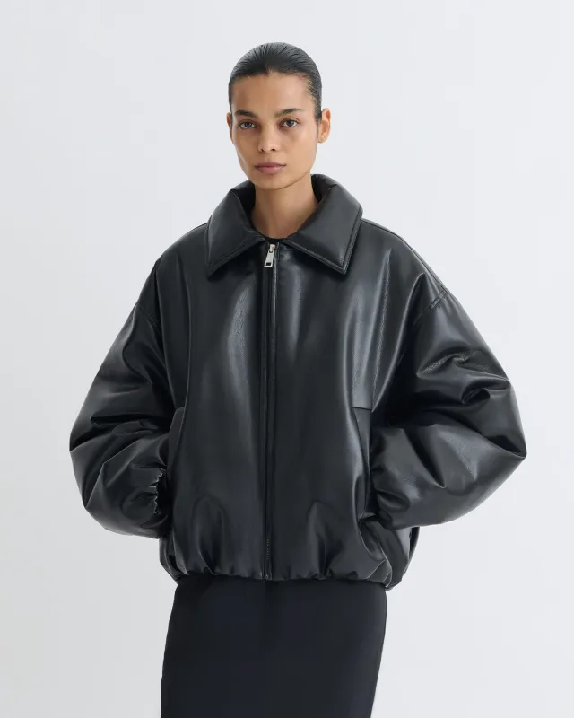 Asger - Padded Okobor™ Alt-Leather Jacket - Black sold by Nanushka