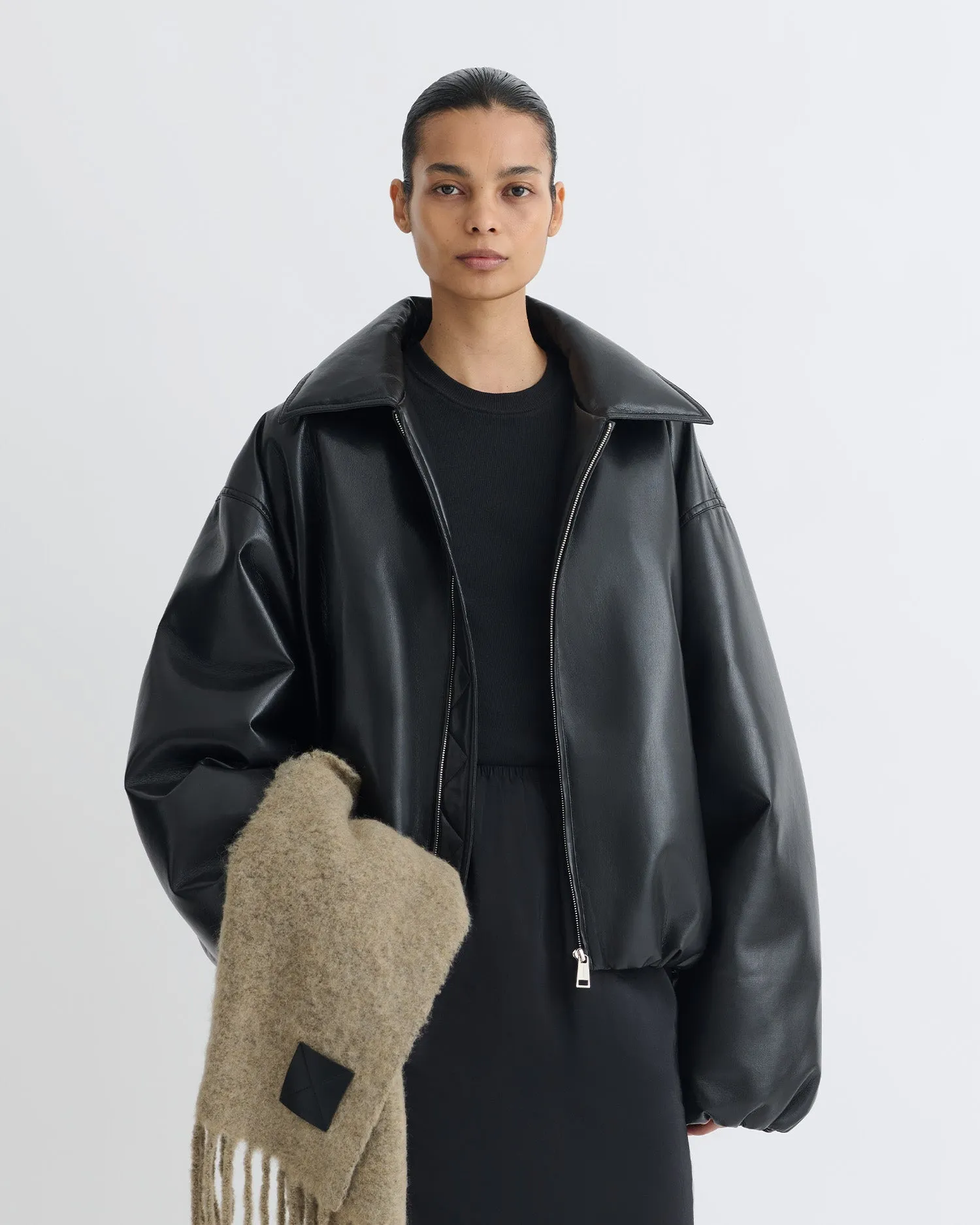 Asger - Padded Okobor™ Alt-Leather Jacket - Black sold by Nanushka product image thumbnail 3