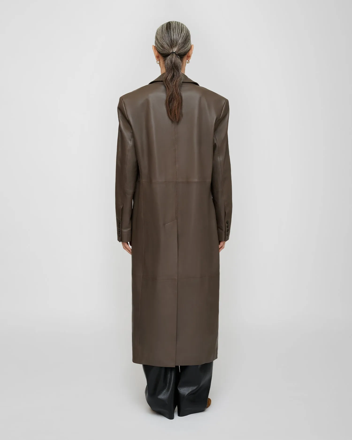 Inderjit - Leather Jacket - Dark Taupe sold by Nanushka product image thumbnail 2