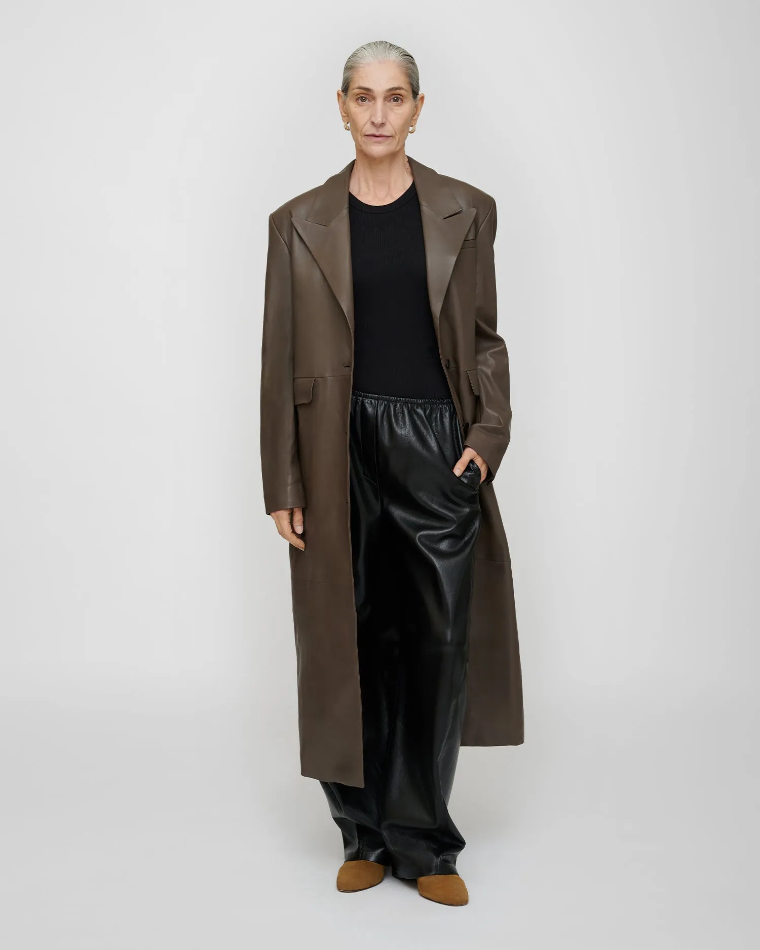 Inderjit - Leather Jacket - Dark Taupe sold by Nanushka product image thumbnail 3