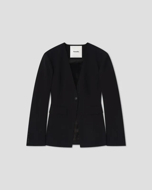 Porset - Collarless blazer - Black made by Nanushka