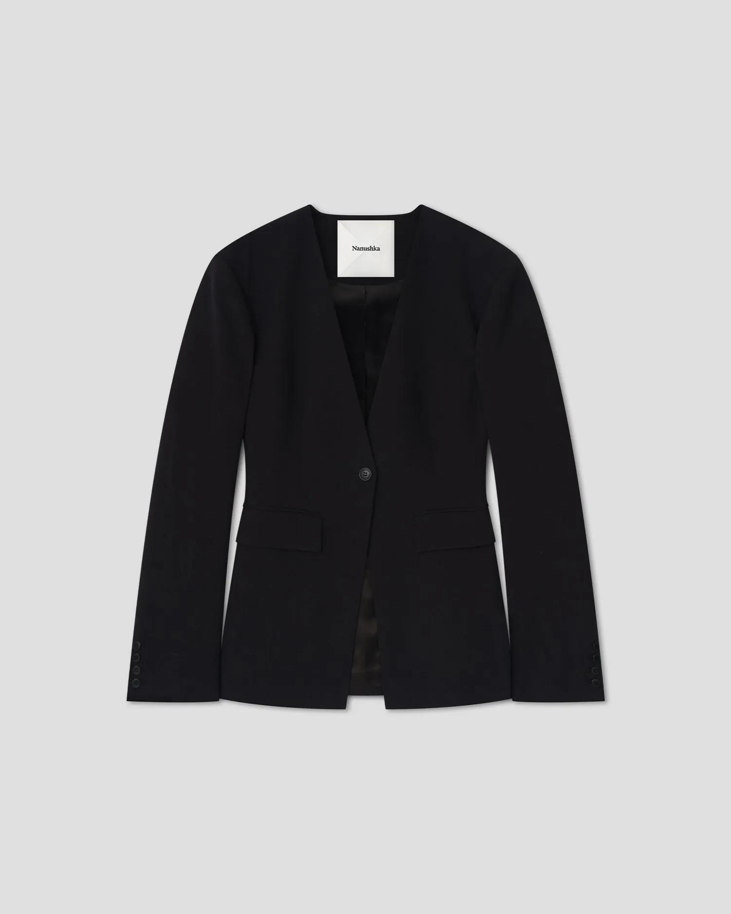 Porset - Collarless blazer - Black sold by Nanushka