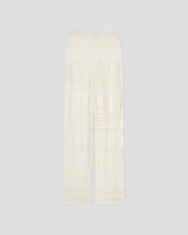 Tau - Cotton Lace Knitted Pants - Off White made by Nanushka