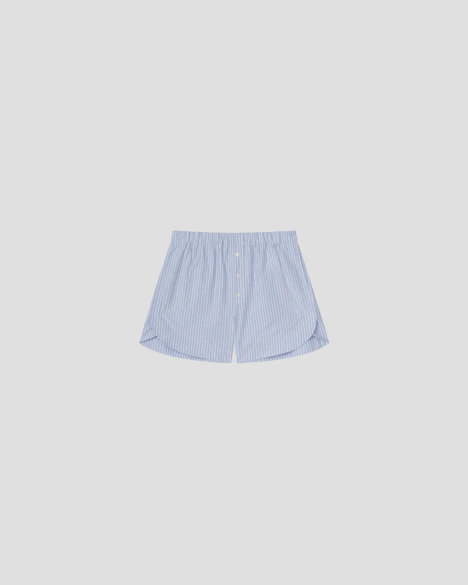 Gobnat - Stripe Shirting Boxer Shorts - Blue/White/Navy sold by Nanushka
