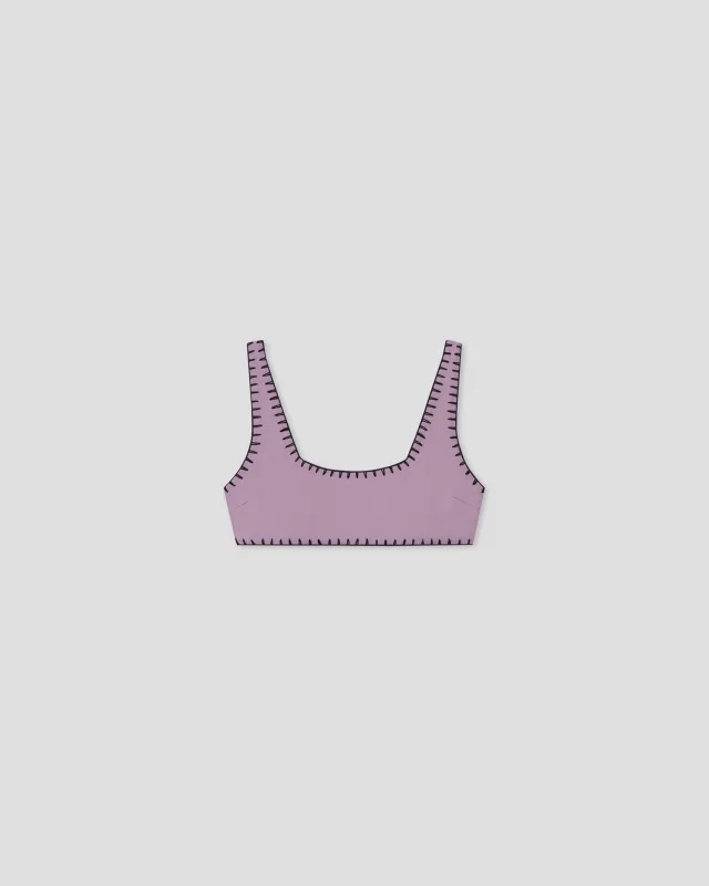 Malti - Recycled nylon bikini top - Lilac/Black made by Nanushka