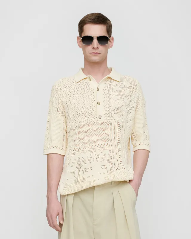 Jasim - Lace polo shirt - Creme made by Nanushka