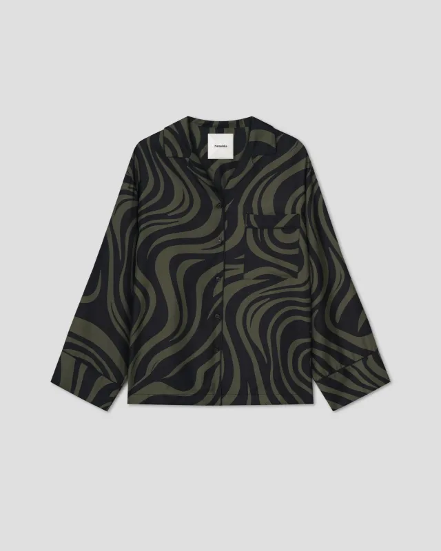 Tinsley - Relaxed shirt - Midnight Green Swirl made by Nanushka