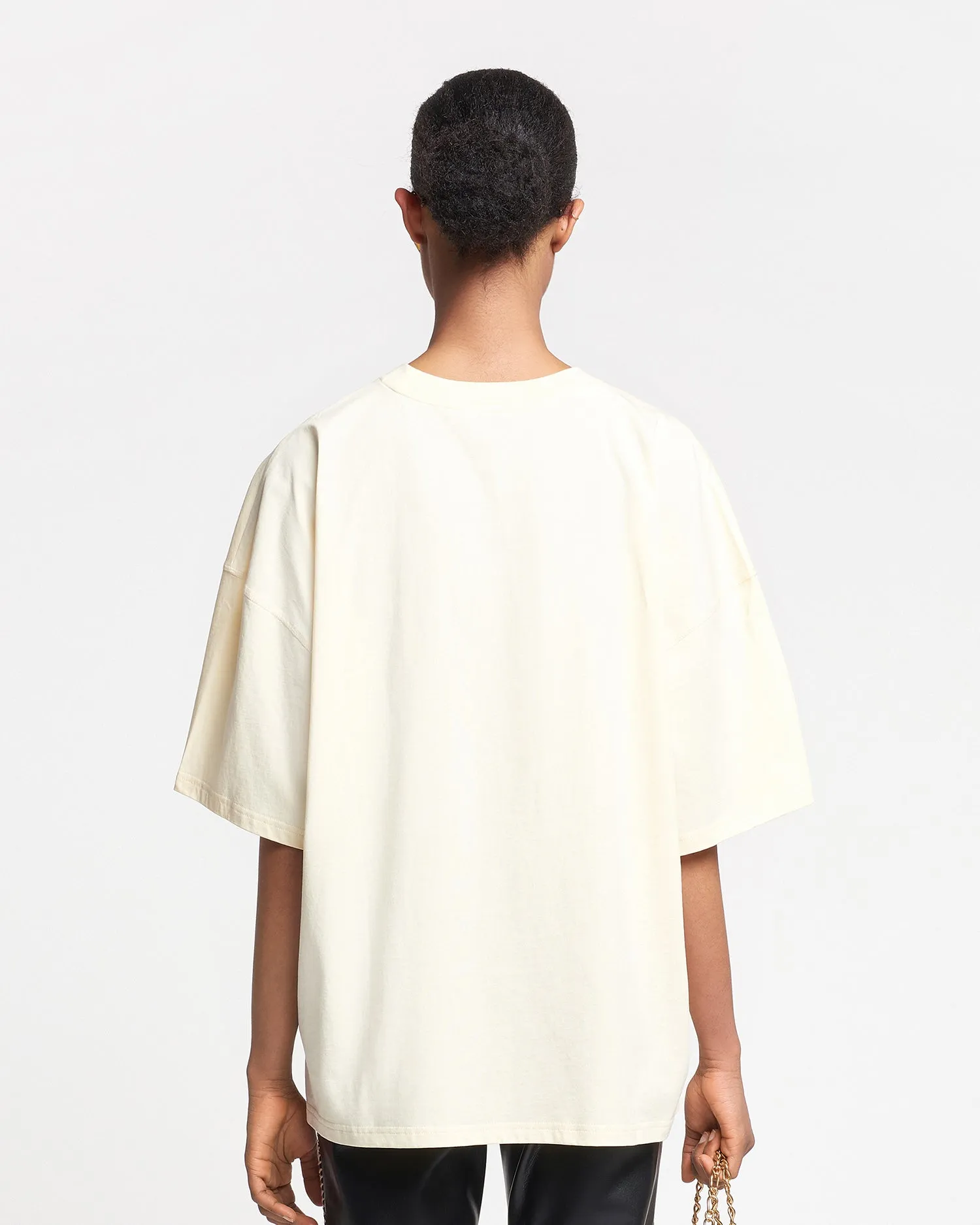 Wren - Embroidered Cotton-Jersey T-Shirt - Creme/Green sold by Nanushka product image thumbnail 3