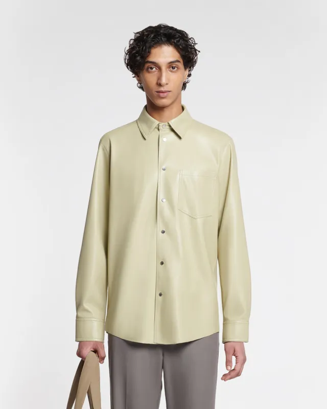 Onni - Okobor™ Alt-Leather Shirt - Pale Olive sold by Nanushka