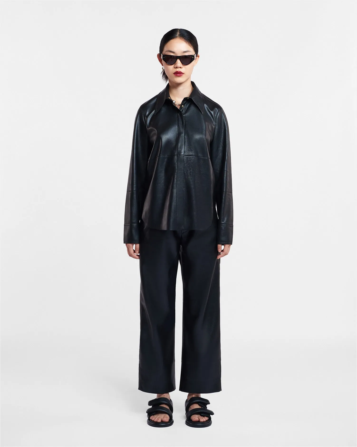 Naum - Okobor™ Alt-Leather Shirt - Black sold by Nanushka product image thumbnail 2