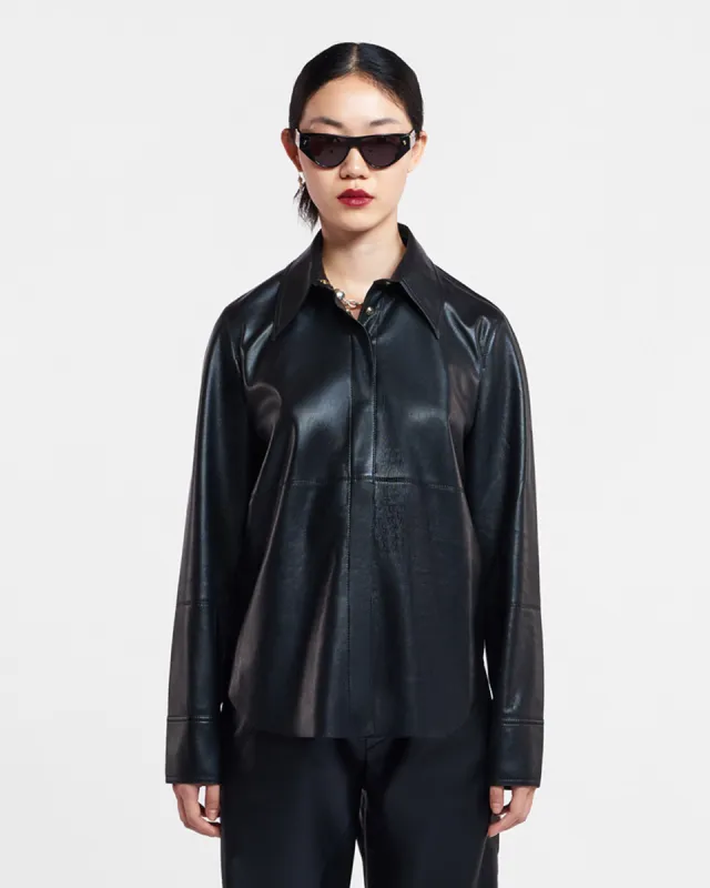 Naum - Okobor™ Alt-Leather Shirt - Black sold by Nanushka