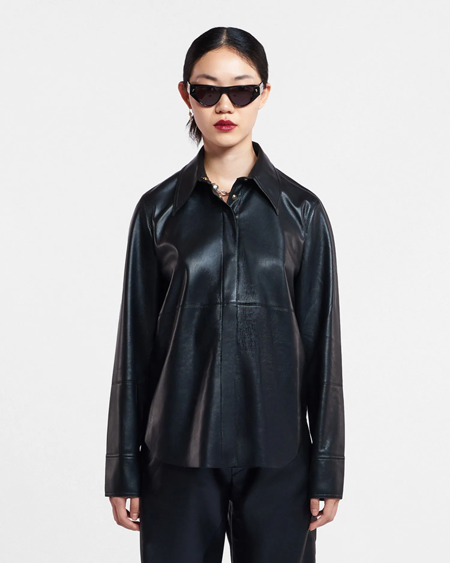 Naum - Okobor™ Alt-Leather Shirt - Black sold by Nanushka