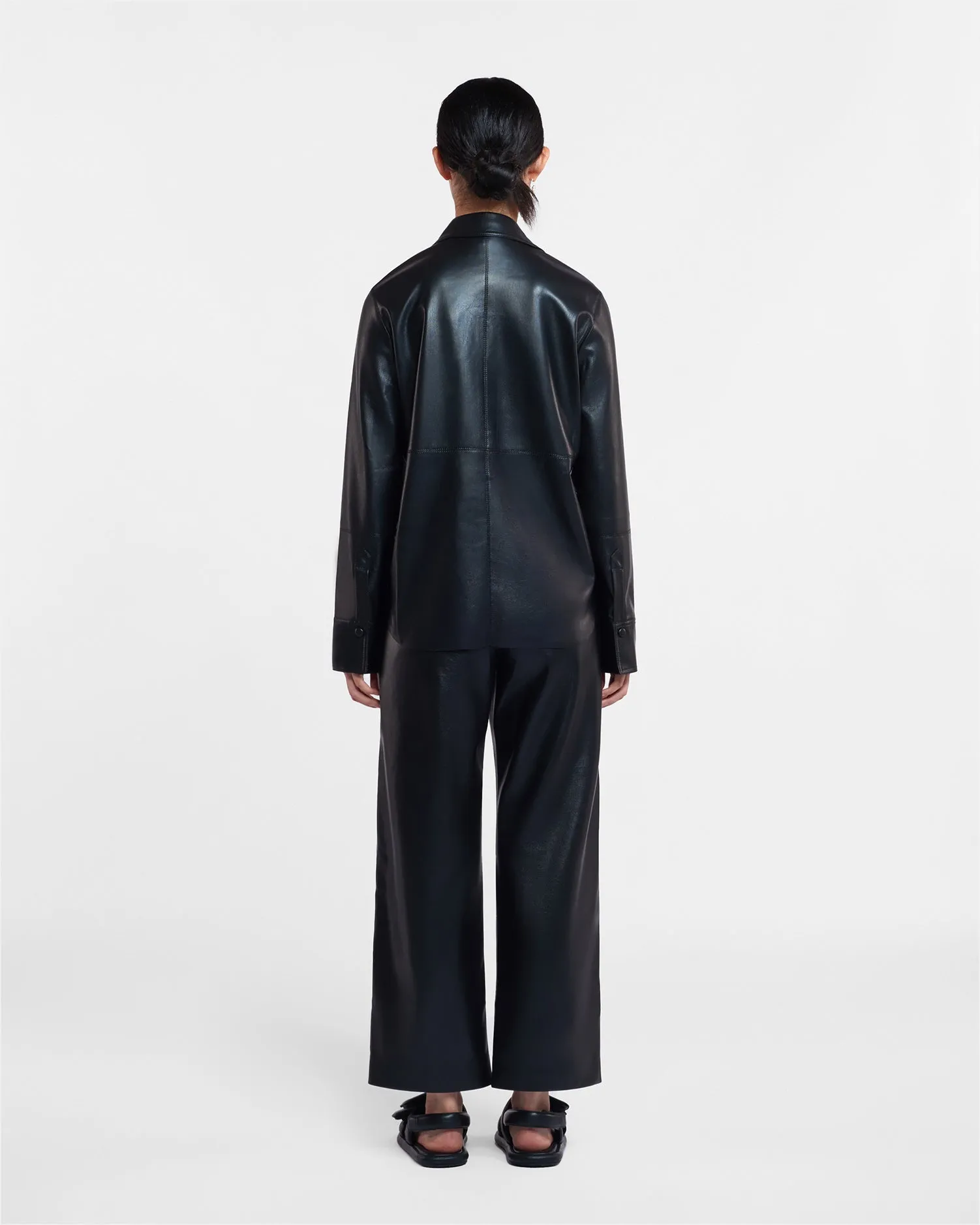 Naum - Okobor™ Alt-Leather Shirt - Black sold by Nanushka product image thumbnail 3