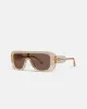 Monsino - Oversized Square-Frame Sunglasses - Champagne Eyewear sold by Nanushka