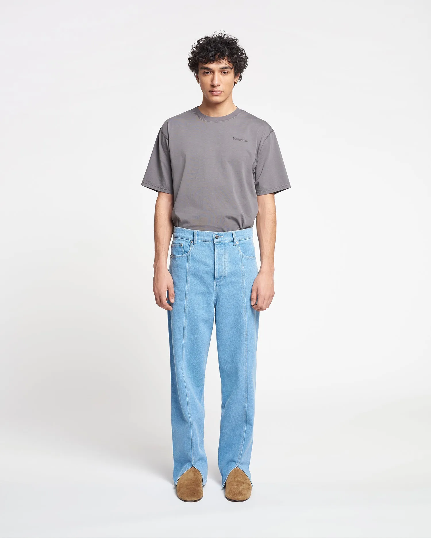 Tibes - Split-Hem Jeans - Eco Light Wash sold by Nanushka