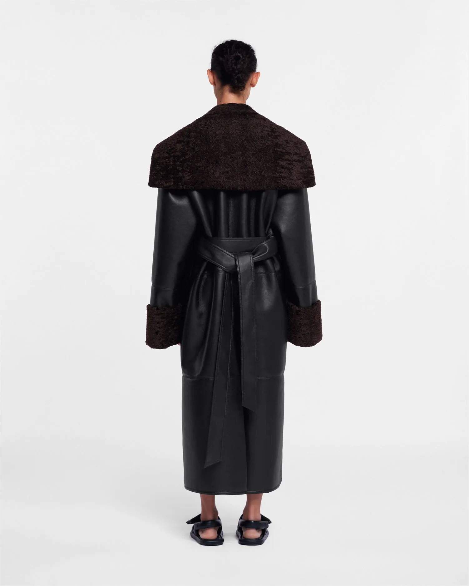 Alessi - Regenerated Leather Coat - Black Brown sold by Nanushka product image thumbnail 3