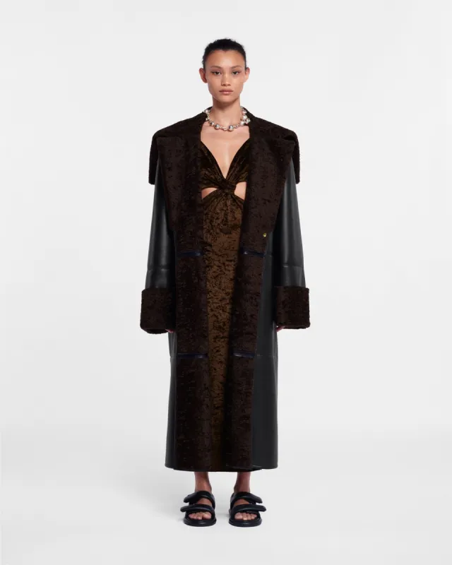 Alessi - Regenerated Leather Coat - Black Brown made by Nanushka