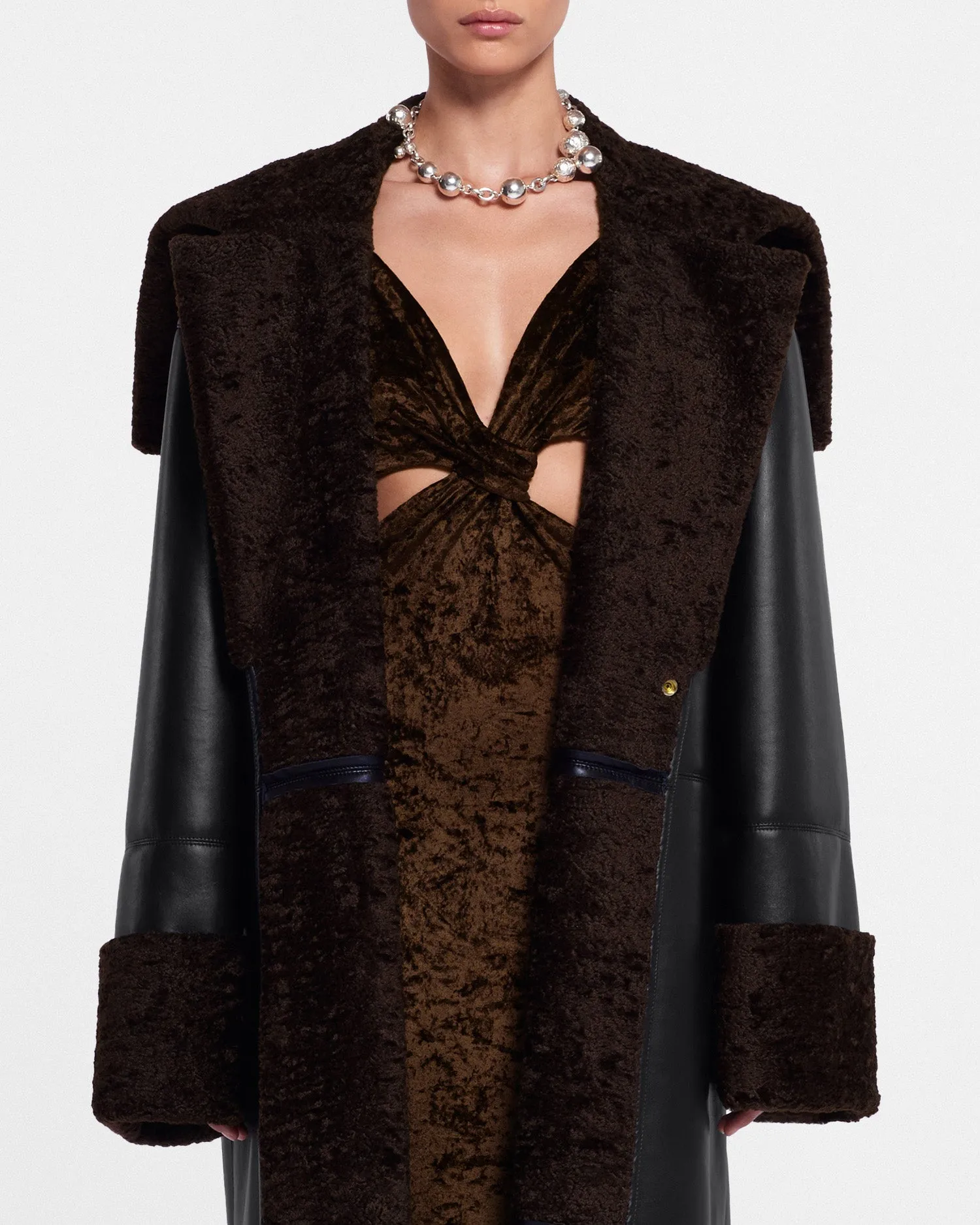 Alessi - Regenerated Leather Coat - Black Brown sold by Nanushka product image thumbnail 2