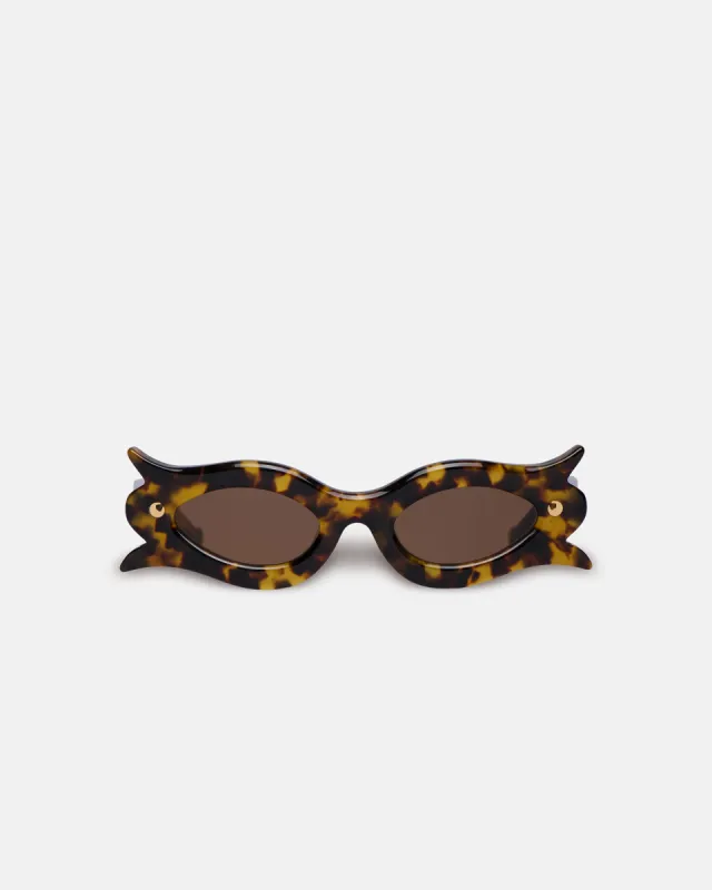 Tully - Bio-Plastic Floral-Shaped Sunglasses - Dark Amber sold by Nanushka