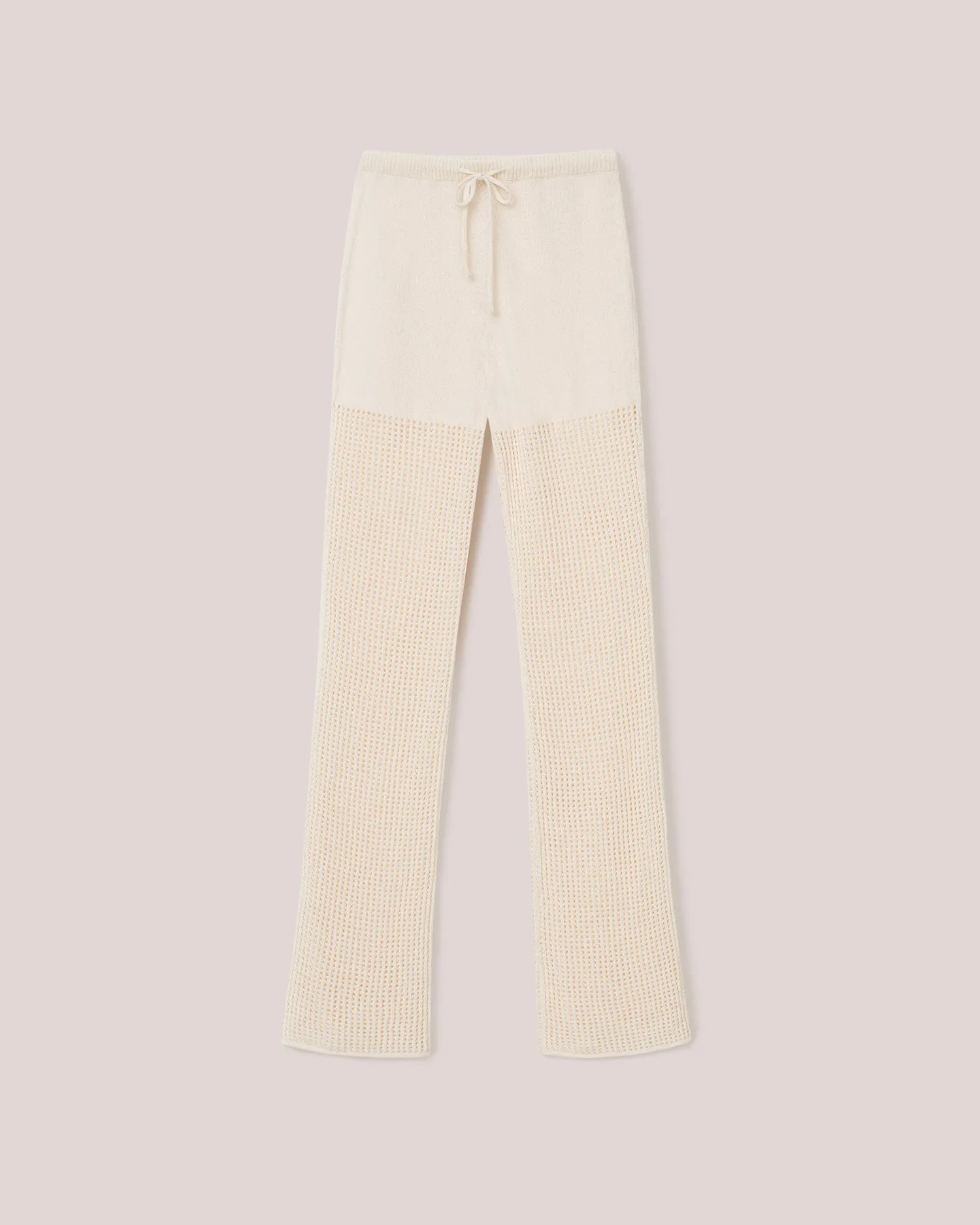 Kaela - Cotton-Crochet Loose Textured Trousers - Creme sold by Nanushka