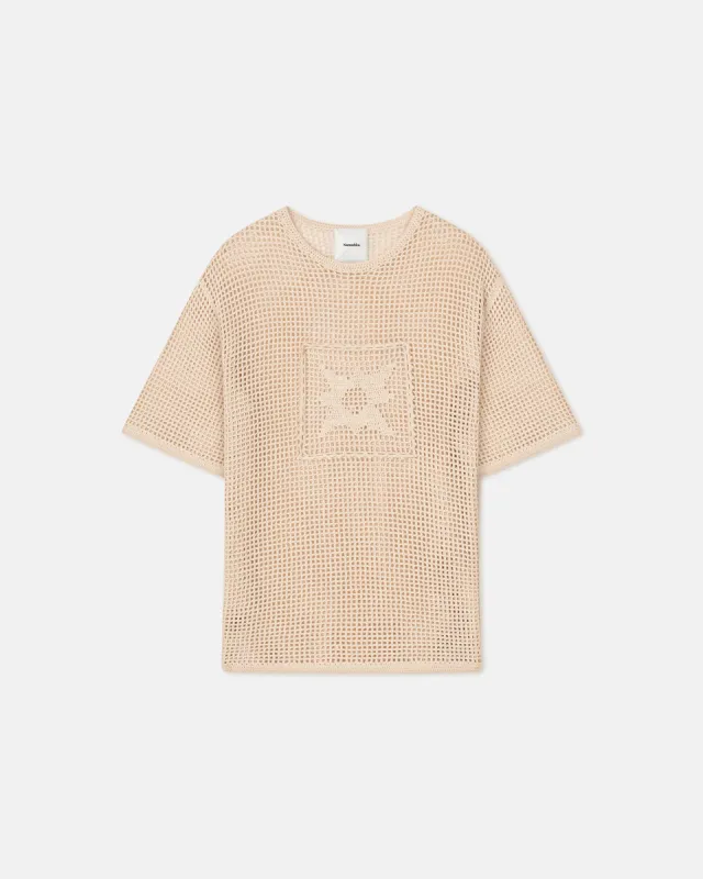 Estienne - Crochet Lace T-Shirt - Creme sold by Nanushka