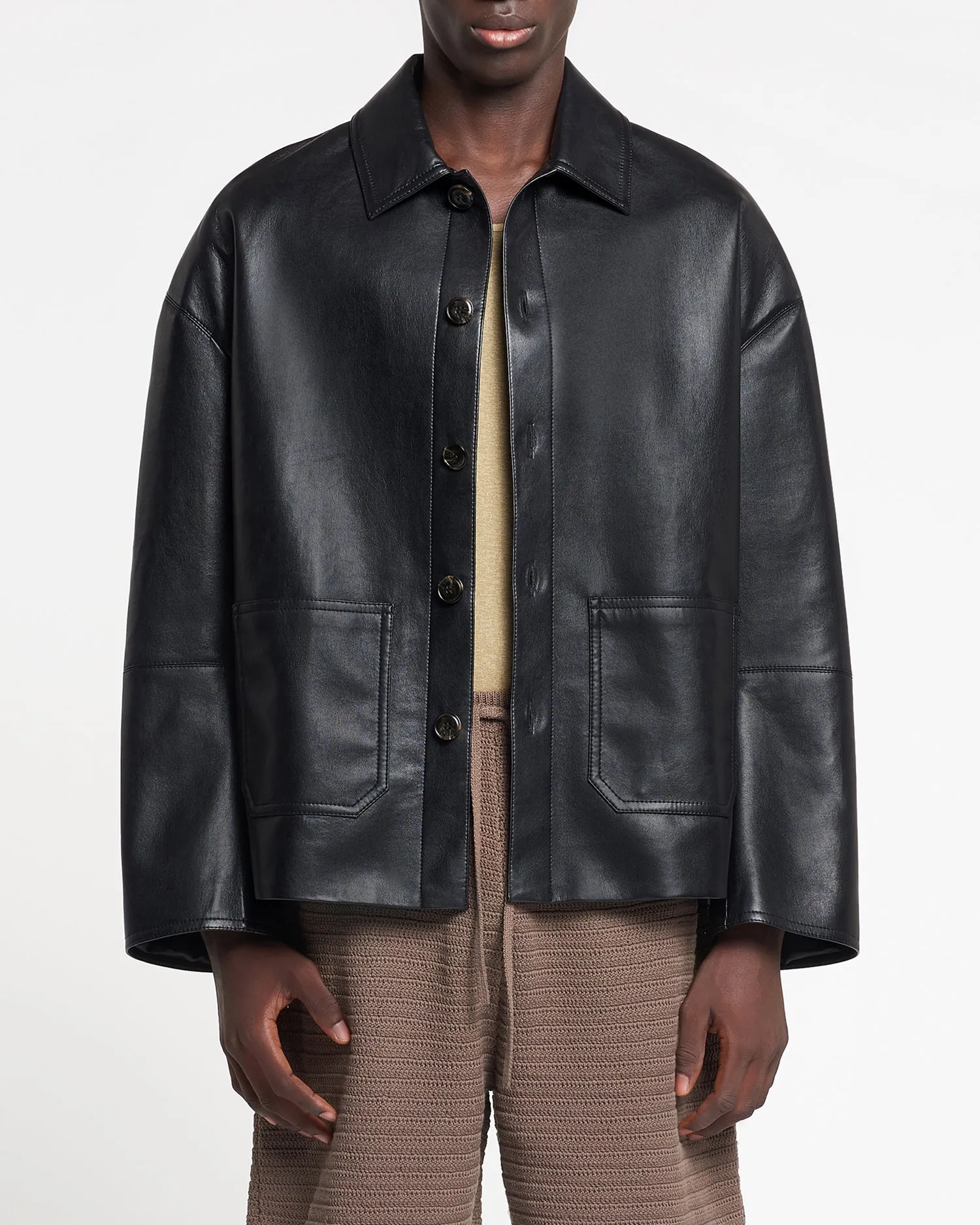 Seger - Regenerated Leather Jacket - Black sold by Nanushka product image thumbnail 4