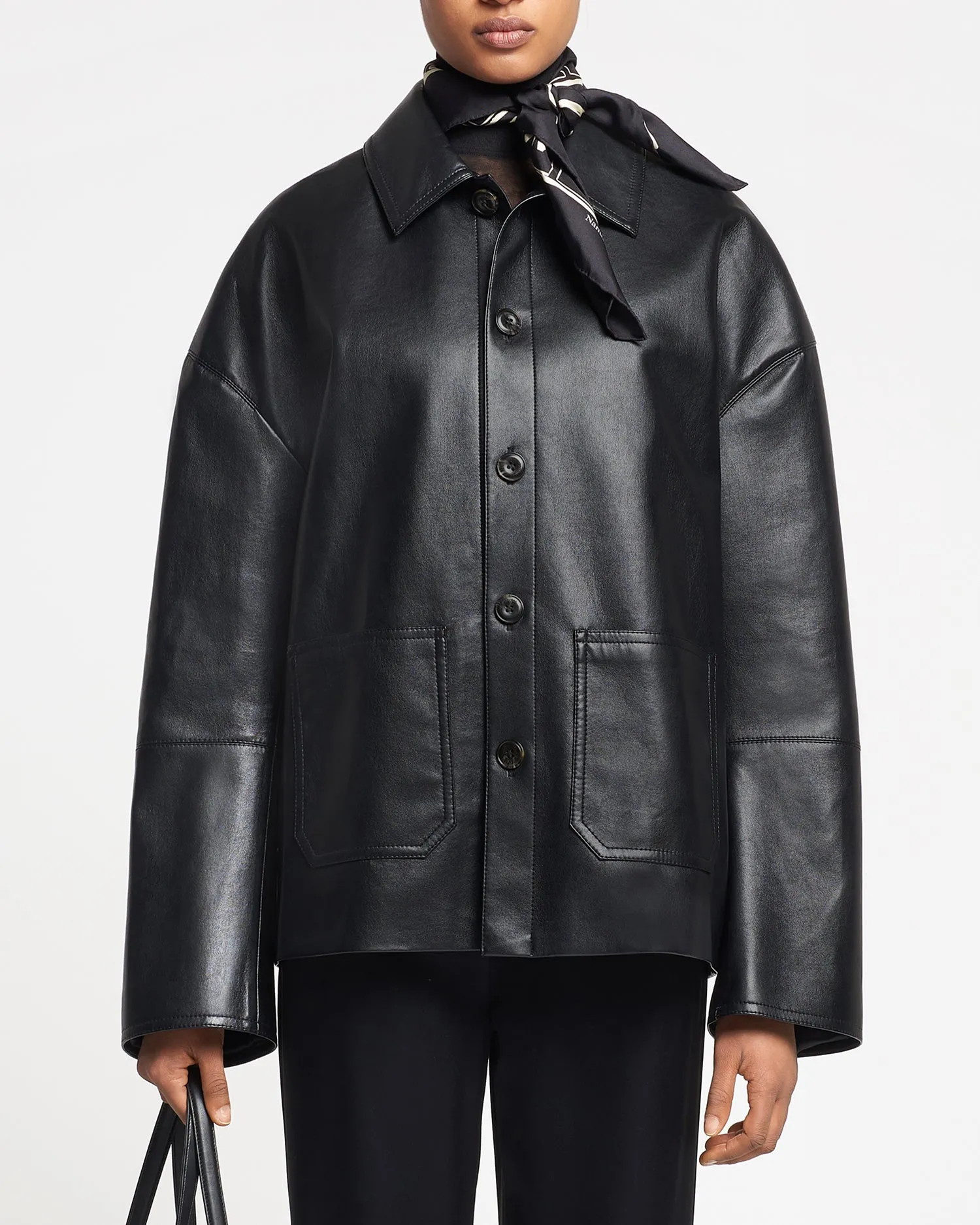 Seger - Regenerated Leather Jacket - Black sold by Nanushka product image thumbnail 3