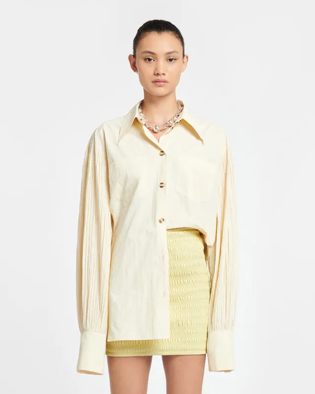 Nele - Pleated Poplin Shirt - Creme sold by Nanushka