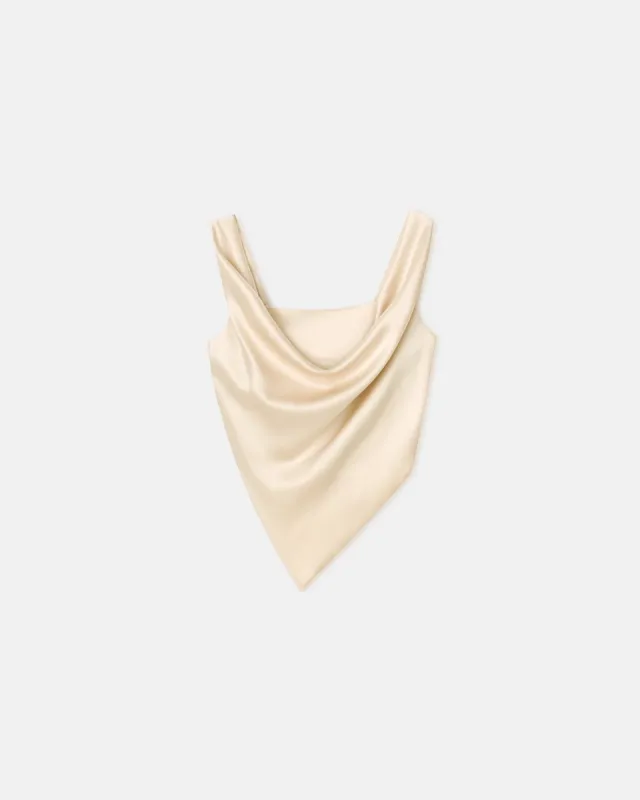 Petra - Sleeveless Draped Slip Satin Top - Creme made by Nanushka