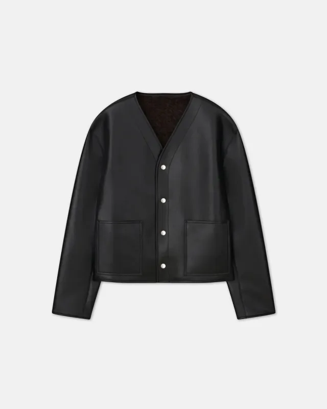 Vico - Bonded Shearling Jacket - Black Brown sold by Nanushka
