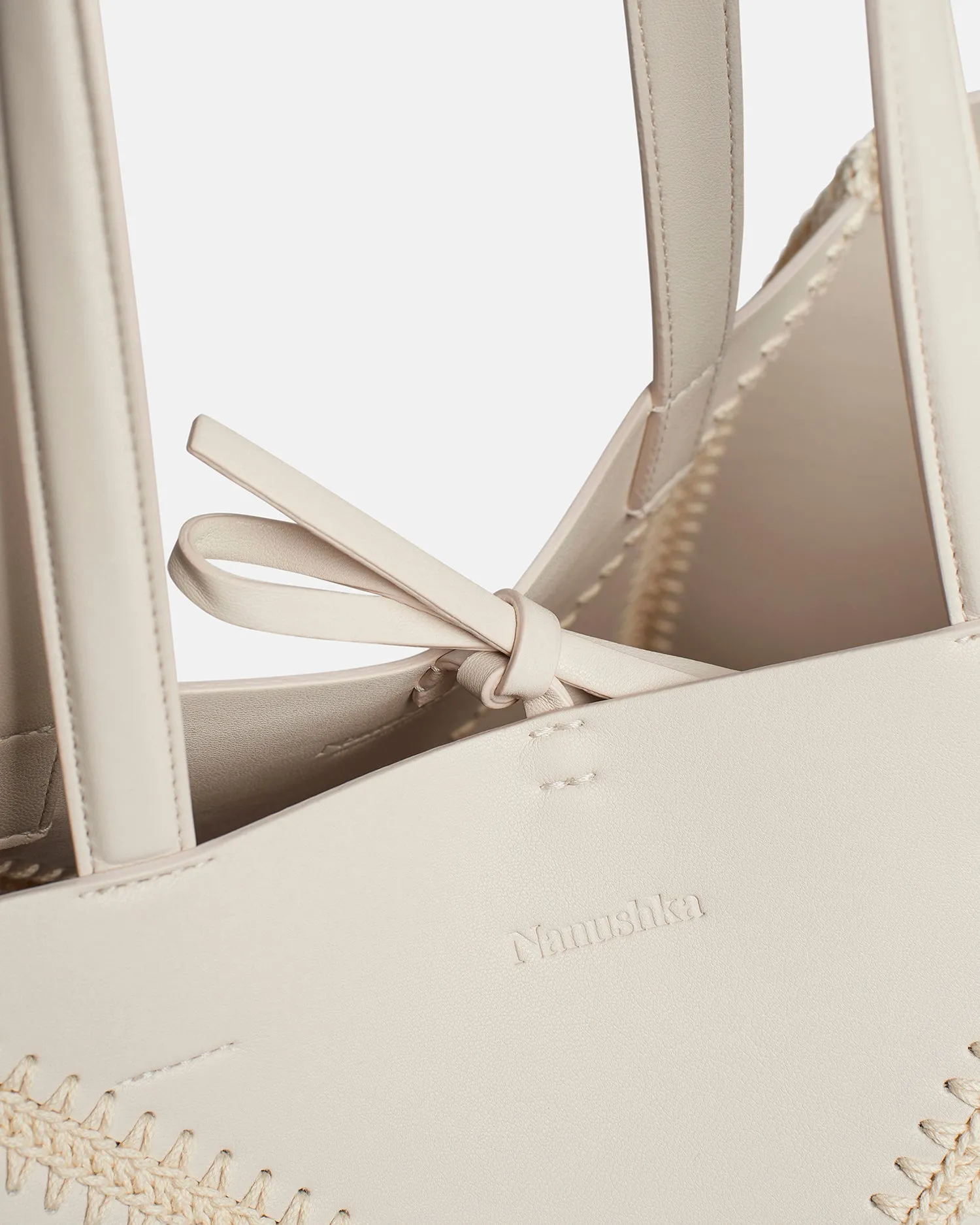 Origami Tote - Alt-Nappa Crochet Tote - Off White/Crème sold by Nanushka product image thumbnail 4