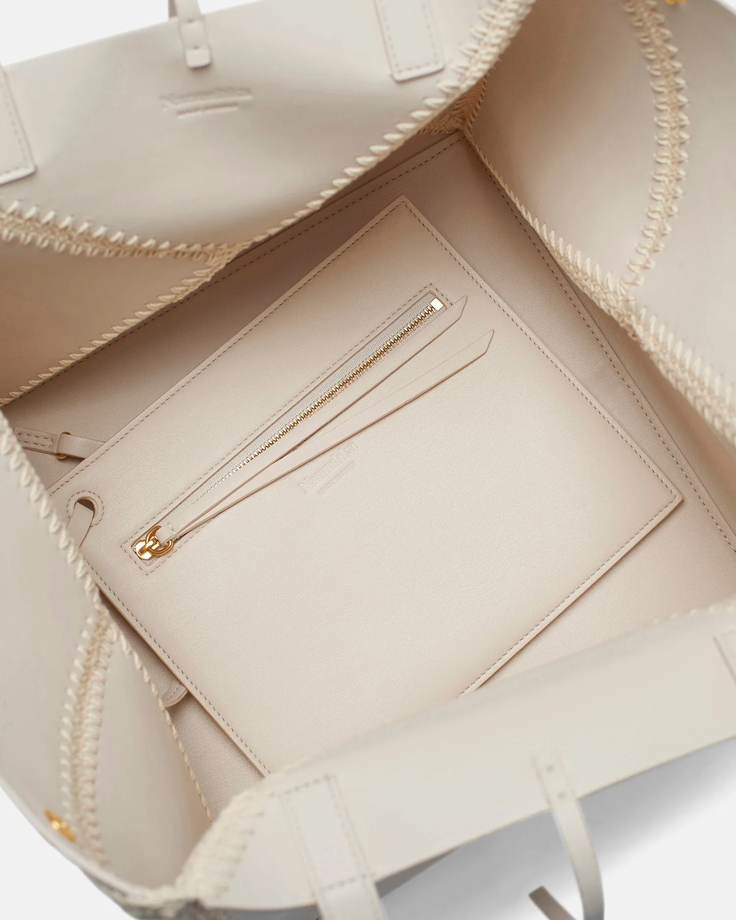 Origami Tote - Alt-Nappa Crochet Tote - Off White/Crème sold by Nanushka product image thumbnail 3