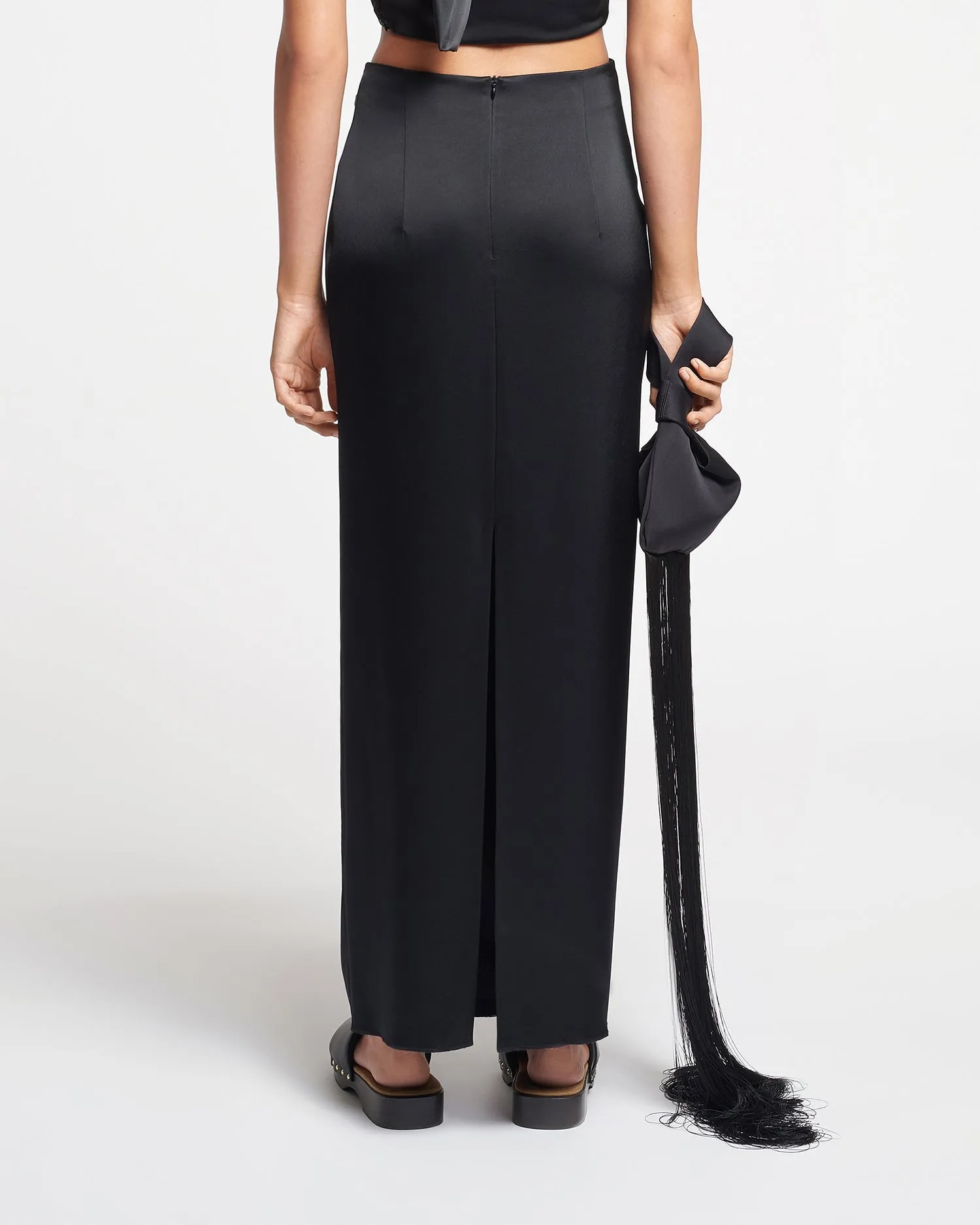 Nago - Knotted Slip Satin Skirt - Black sold by Nanushka product image thumbnail 4