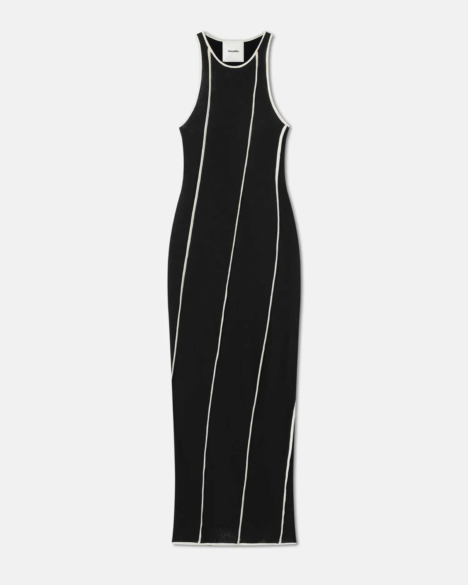 Wanda - Patchwork Mesh-Jersey Midi Dress - Black/White wax sold by Nanushka product image thumbnail 4