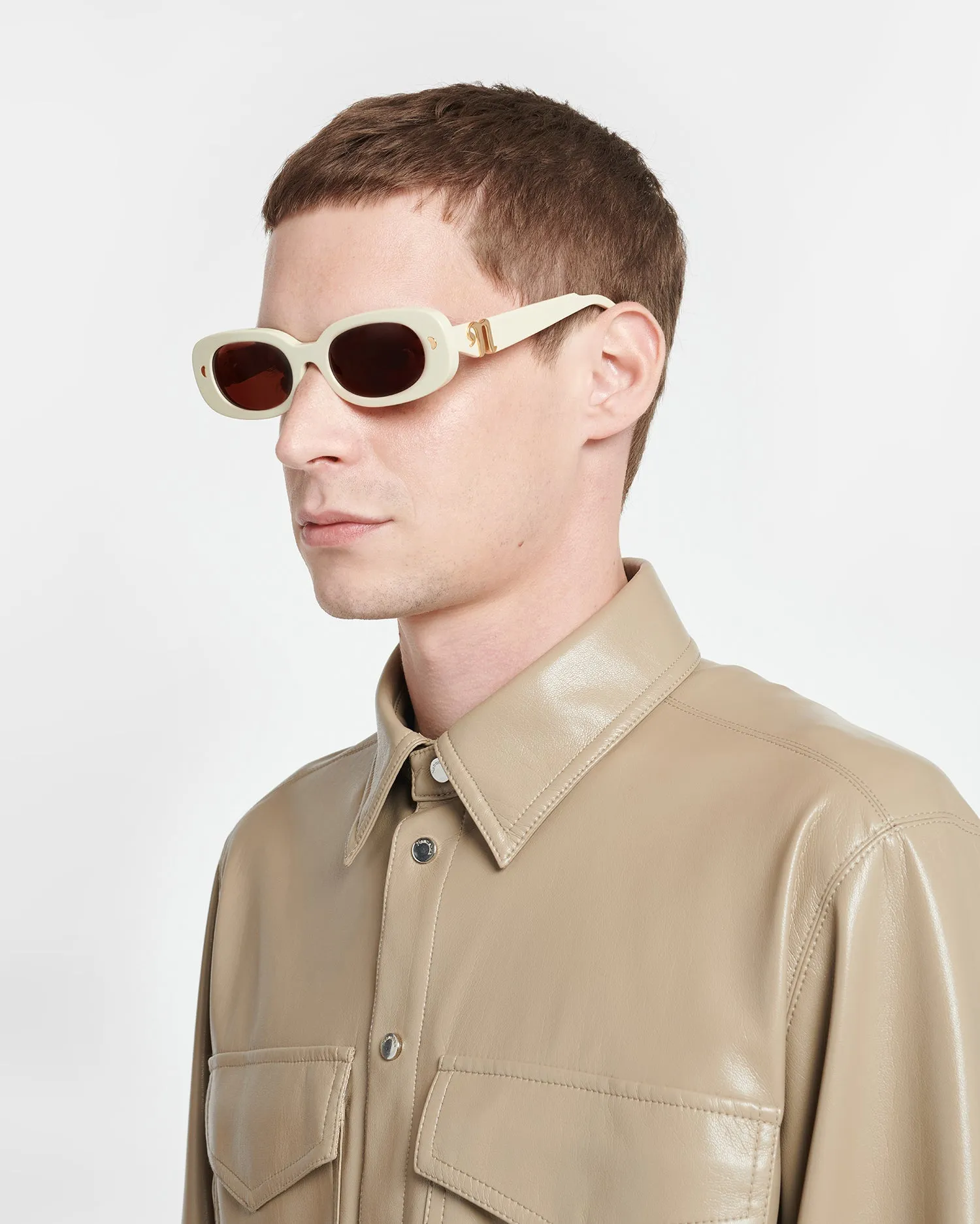 Aliza - Bio-Plastic Oval-Frame Sunglasses - Shell sold by Nanushka product image thumbnail 5