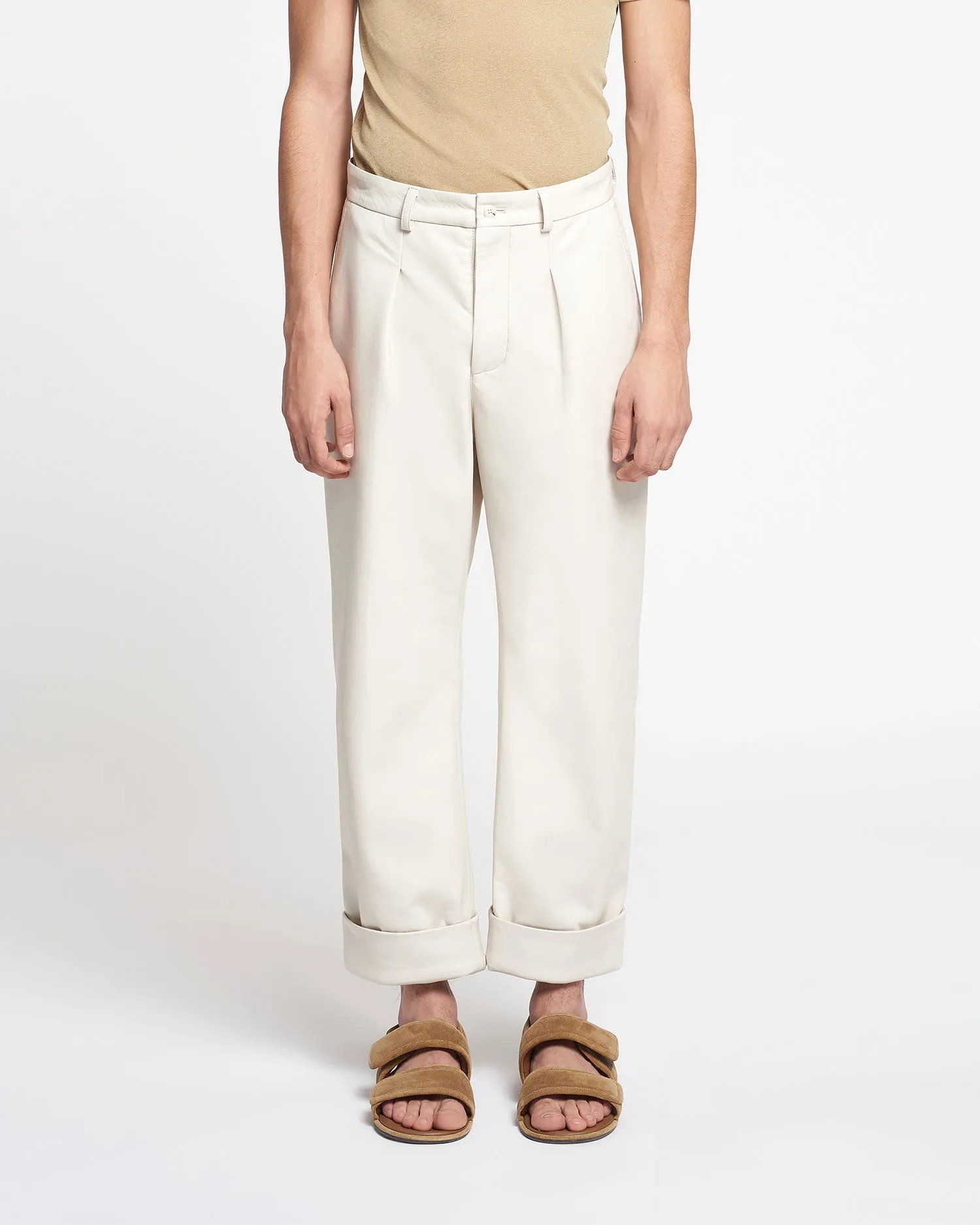 Zayden - Regenerated Leather Tapered Pants - Crayon sold by Nanushka