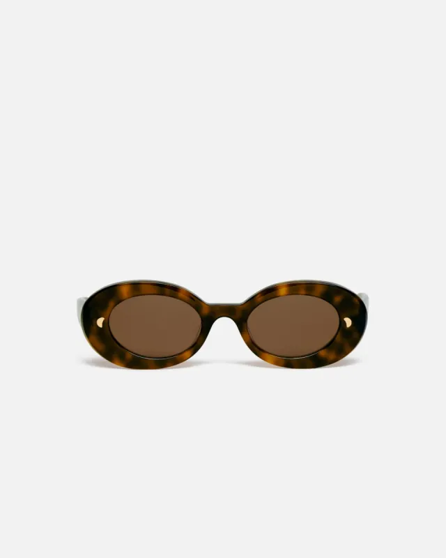 Giva - Bio-Plastic Oval Sunglasses - Brown sold by Nanushka
