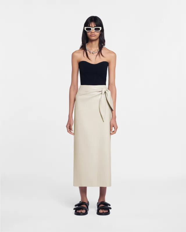 Amas - Okobor™ Alt-Leather Sarong Skirt - Creme sold by Nanushka