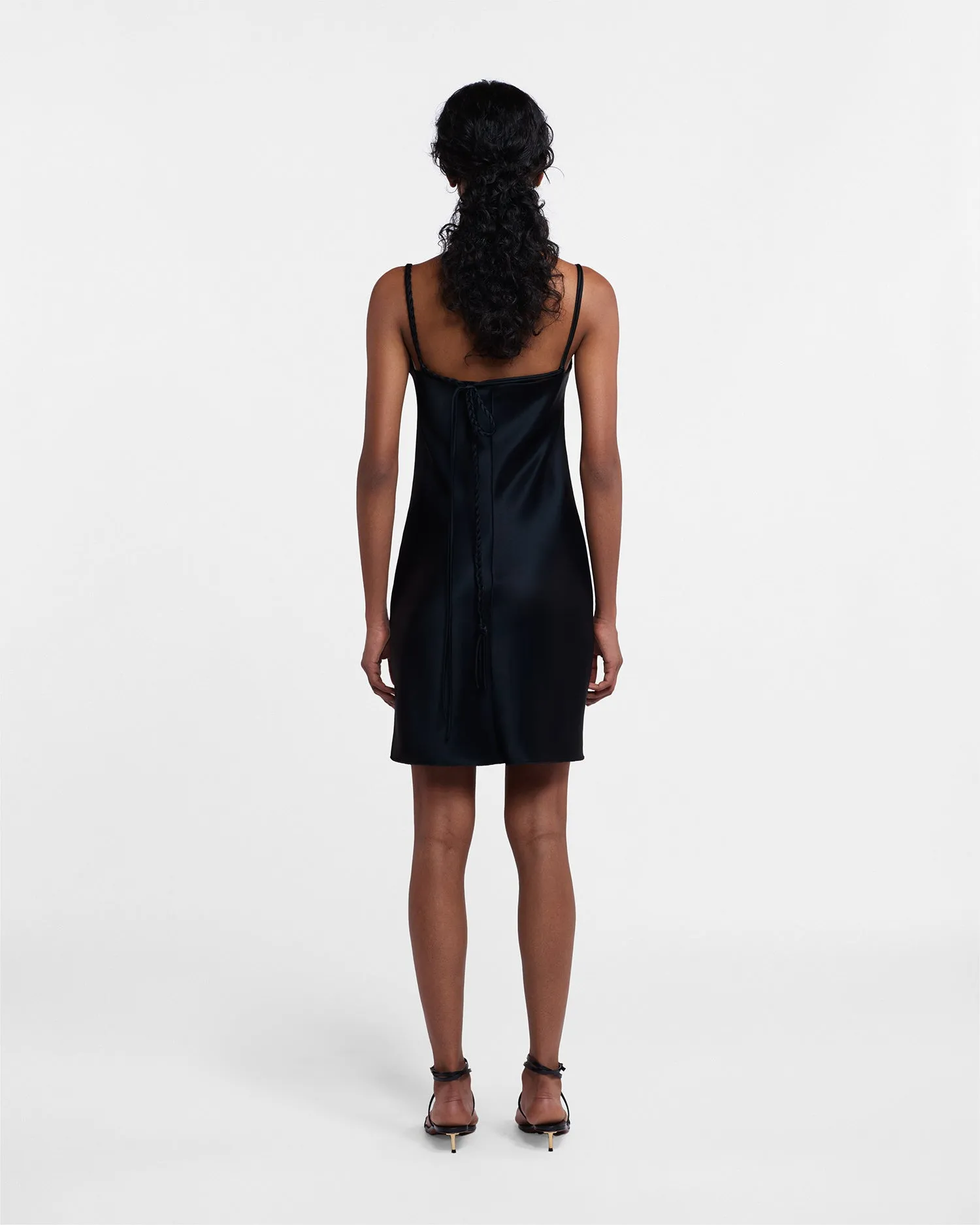 Merva - Slip Satin Mini Dress - Black sold by Nanushka product image thumbnail 3