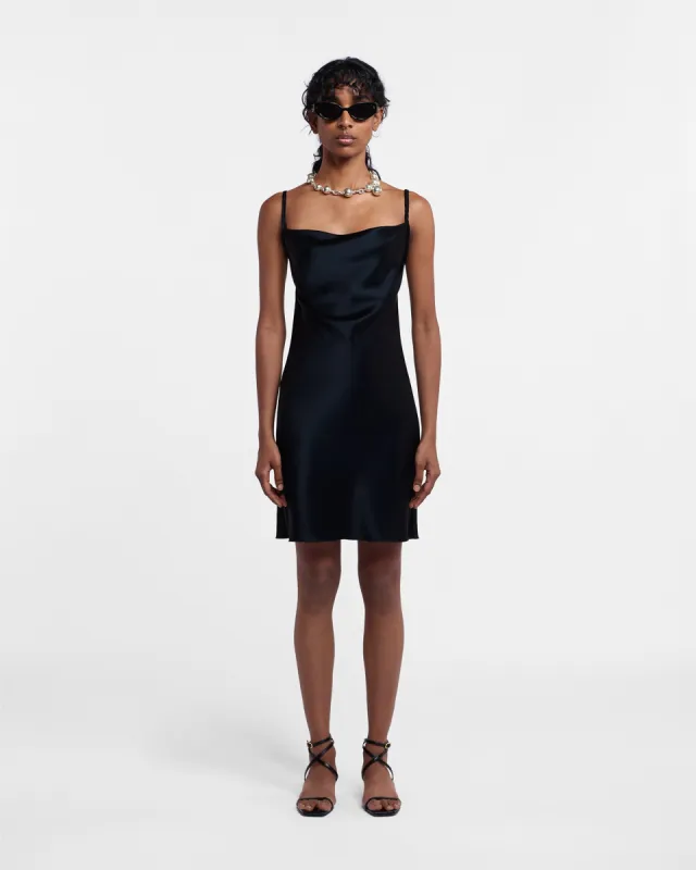 Merva - Slip Satin Mini Dress - Black sold by Nanushka